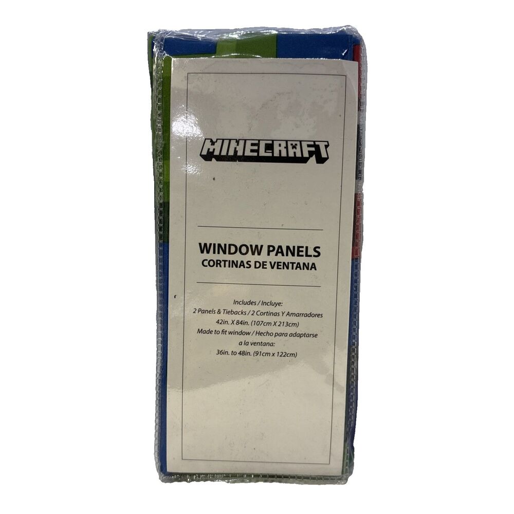 NEW Sheer Light Filtering Kids Curtains - Minecraft Bedroom Drapes with Tiebacks